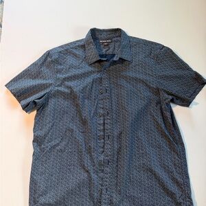 Michael Kors Men's Short-Sleeve Button-Down Shirt - Navy Geometric